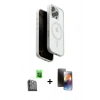 MARSİLYAN™- iPhone 16 Pro Kılıf Pusula Form Serisi - Siyah 3D Antistatik Mat Seramik Nano Ekran Koruyucu + Raze Metal Kamera Lens - SH
