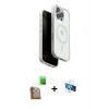 MARSİLYAN™- iPhone 16 Pro Kılıf Pusula Form Serisi - Siyah 3D Antistatik Seramik Nano Ekran Koruyucu + Çöl Titanyum Raze Metal Kamera Lens