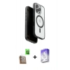 MARSİLYAN™- iPhone 16 Pro Kılıf Pusula Form Serisi - Siyah Bilvis 5in1 3D Magic Cam Ekran Koruyucu + Raze Metal Kamera Lens - CLTM
