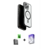 MARSİLYAN™- iPhone 16 Pro Kılıf Pusula Form Serisi - Siyah Bilvis 5in1 3D Magic Cam Ekran Koruyucu + Raze Metal Kamera Lens - SH