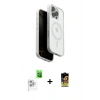 MARSİLYAN™- iPhone 16 Pro Kılıf Pusula Form Serisi - Siyah Buffer Cam Ekran Koruyucu + Raze Metal Kamera Lens - BZ