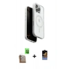 MARSİLYAN™- iPhone 16 Pro Kılıf Pusula Form Serisi - Siyah Buffer Hayalet Cam Ekran Koruyucu + Raze Metal Kamera Lens - CLTM