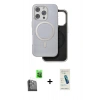 MARSİLYAN™- iPhone 16 Pro Kılıf Pusula Işık Koleksiyonu - Şeffaf Pasifik Cam Ekran Koruyucu + Raze Metal Kamera Lens - SH