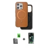 MARSİLYAN™- iPhone 16 Pro Kılıf Pusula Işık Koleksiyonu - Siyah 360 Mat Full Body Arka Koruyucu + Raze Metal Kamera Lens - SH