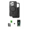 MARSİLYAN™- iPhone 16 Pro Kılıf Pusula Işık Koleksiyonu - Siyah 360 Mat Full Body Arka Koruyucu + Raze Metal Kamera Lens - SH