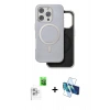 MARSİLYAN™- iPhone 16 Pro Kılıf Pusula Işık Koleksiyonu - Siyah 3D Antistatik Cam Ekran Koruyucu + Raze Metal Kamera Lens - BZ