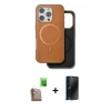 MARSİLYAN™- iPhone 16 Pro Kılıf Pusula Işık Koleksiyonu - Siyah 3D Antistatik Hayalet Cam Ekran Koruyucu + Raze Metal Kamera Lens - CLTM