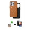 MARSİLYAN™- iPhone 16 Pro Kılıf Pusula Işık Koleksiyonu - Siyah 3D Antistatik Mat Seramik Nano Ekran Koruyucu + Çöl Titanyum Raze Metal Kamera Lens