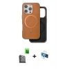 MARSİLYAN™- iPhone 16 Pro Kılıf Pusula Işık Koleksiyonu - Siyah 3D Antistatik Seramik Nano Ekran Koruyucu + Raze Metal Kamera Lens - SH