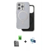 MARSİLYAN™- iPhone 16 Pro Kılıf Pusula Işık Koleksiyonu - Siyah 3D Antistatik Seramik Nano Ekran Koruyucu + Raze Metal Kamera Lens - SH
