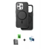 MARSİLYAN™- iPhone 16 Pro Kılıf Pusula Işık Koleksiyonu - Siyah 3D Antistatik Seramik Nano Ekran Koruyucu + Raze Metal Kamera Lens - SH