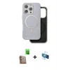 MARSİLYAN™- iPhone 16 Pro Kılıf Pusula Işık Koleksiyonu - Siyah 3D Antistatik Seramik Nano Ekran Koruyucu + Raze Metal Kamera Lens - CLTM