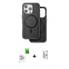 MARSİLYAN™- iPhone 16 Pro Kılıf Pusula Işık Koleksiyonu - Siyah Bilvis 0.18mm Plus Cam Ekran Koruyucu + Raze Metal Kamera Lens - BZ