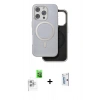 MARSİLYAN™- iPhone 16 Pro Kılıf Pusula Işık Koleksiyonu - Siyah Bilvis 0.18mm Plus Cam Ekran Koruyucu + Raze Metal Kamera Lens - BZ