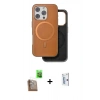 MARSİLYAN™- iPhone 16 Pro Kılıf Pusula Işık Koleksiyonu - Siyah Bilvis 0.18mm Plus Cam Ekran Koruyucu + Çöl Titanyum Raze Metal Kamera Lens