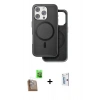MARSİLYAN™- iPhone 16 Pro Kılıf Pusula Işık Koleksiyonu - Siyah Bilvis 0.18mm Plus Cam Ekran Koruyucu + Çöl Titanyum Raze Metal Kamera Lens