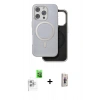MARSİLYAN™- iPhone 16 Pro Kılıf Pusula Işık Koleksiyonu - Siyah Bilvis 3D Cam Ekran Koruyucu + Raze Metal Kamera Lens - BZ