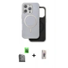 MARSİLYAN™- iPhone 16 Pro Kılıf Pusula Işık Koleksiyonu - Siyah Bilvis 3D Cam Ekran Koruyucu + Raze Metal Kamera Lens - SH
