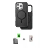 MARSİLYAN™- iPhone 16 Pro Kılıf Pusula Işık Koleksiyonu - Siyah Bilvis 3D Cam Ekran Koruyucu + Raze Metal Kamera Lens - SH