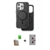 MARSİLYAN™- iPhone 16 Pro Kılıf Pusula Işık Koleksiyonu - Siyah Bilvis 3D Mat Cam Ekran Koruyucu + Raze Metal Kamera Lens - CLTM