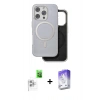 MARSİLYAN™- iPhone 16 Pro Kılıf Pusula Işık Koleksiyonu - Siyah Bilvis 5in1 3D Magic Cam Ekran Koruyucu + Raze Metal Kamera Lens - BZ