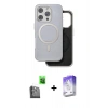 MARSİLYAN™- iPhone 16 Pro Kılıf Pusula Işık Koleksiyonu - Siyah Bilvis 5in1 3D Magic Cam Ekran Koruyucu + Raze Metal Kamera Lens - SH