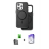 MARSİLYAN™- iPhone 16 Pro Kılıf Pusula Işık Koleksiyonu - Siyah Bilvis 5in1 3D Magic Cam Ekran Koruyucu + Raze Metal Kamera Lens - SH