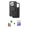 MARSİLYAN™- iPhone 16 Pro Kılıf Pusula Işık Koleksiyonu - Siyah Bilvis 5in1 5D Magic Hayalet Cam Ekran Koruyucu + Raze Metal Kamera Lens - CLTM