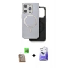 MARSİLYAN™- iPhone 16 Pro Kılıf Pusula Işık Koleksiyonu - Siyah Bilvis 5in1 5D Magic Hayalet Cam Ekran Koruyucu + Raze Metal Kamera Lens - CLTM