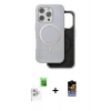 MARSİLYAN™- iPhone 16 Pro Kılıf Pusula Işık Koleksiyonu - Siyah Buffer Hayalet Cam Ekran Koruyucu + Raze Metal Kamera Lens - BZ
