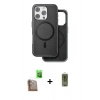 MARSİLYAN™- iPhone 16 Pro Kılıf Pusula Işık Koleksiyonu - Siyah Joko Magic 5D Hayalet Cam + Çöl Titanyum Raze Metal Kamera Lens