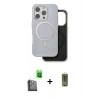 MARSİLYAN™- iPhone 16 Pro Kılıf Pusula Işık Koleksiyonu - Siyah Joko Magic 5D Hayalet Cam + Siyah Raze Metal Kamera Lens