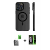 MARSİLYAN™- iPhone 16 Pro Kılıf Pusula Minimal Koleksiyonu - Şeffaf 360 Full Body Arka Koruyucu + Raze Metal Kamera Lens - SH