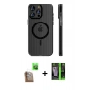 MARSİLYAN™- iPhone 16 Pro Kılıf Pusula Minimal Koleksiyonu - Şeffaf 360 Full Body Arka Koruyucu + Raze Metal Kamera Lens - CLTM