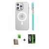 MARSİLYAN™- iPhone 16 Pro Kılıf Pusula Minimal Koleksiyonu - Şeffaf 360 Full Body Arka Koruyucu + Raze Metal Kamera Lens - CLTM