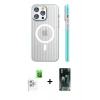 MARSİLYAN™- iPhone 16 Pro Kılıf Pusula Minimal Koleksiyonu - Siyah 360 Mat Full Body Arka Koruyucu + Beyaz Raze Metal Kamera Lens
