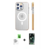 MARSİLYAN™- iPhone 16 Pro Kılıf Pusula Minimal Koleksiyonu - Siyah 360 Mat Full Body Arka Koruyucu + Beyaz Raze Metal Kamera Lens