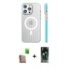 MARSİLYAN™- iPhone 16 Pro Kılıf Pusula Minimal Koleksiyonu - Siyah 360 Mat Full Body Arka Koruyucu + Raze Metal Kamera Lens - CLTM