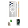 MARSİLYAN™- iPhone 16 Pro Kılıf Pusula Minimal Koleksiyonu - Siyah 360 Mat Full Body Arka Koruyucu + Raze Metal Kamera Lens - CLTM