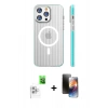MARSİLYAN™- iPhone 16 Pro Kılıf Pusula Minimal Koleksiyonu - Siyah 3D Antistatik Mat Seramik Nano Ekran Koruyucu + Raze Metal Kamera Lens - BZ