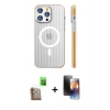 MARSİLYAN™- iPhone 16 Pro Kılıf Pusula Minimal Koleksiyonu - Siyah 3D Antistatik Mat Seramik Nano Ekran Koruyucu + Raze Metal Kamera Lens - CLTM
