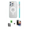 MARSİLYAN™- iPhone 16 Pro Kılıf Pusula Minimal Koleksiyonu - Siyah 3D Antistatik Mat Seramik Nano Ekran Koruyucu + Raze Metal Kamera Lens - SH