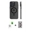 MARSİLYAN™- iPhone 16 Pro Kılıf Pusula Minimal Koleksiyonu - Siyah Bilvis 3D Mat Cam Ekran Koruyucu + Raze Metal Kamera Lens - BZ