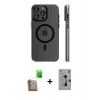 MARSİLYAN™- iPhone 16 Pro Kılıf Pusula Minimal Koleksiyonu - Siyah Bilvis 3D Mat Cam Ekran Koruyucu + Raze Metal Kamera Lens - CLTM