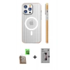 MARSİLYAN™- iPhone 16 Pro Kılıf Pusula Minimal Koleksiyonu - Siyah Bilvis 3D Mat Cam Ekran Koruyucu + Raze Metal Kamera Lens - CLTM
