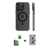 MARSİLYAN™- iPhone 16 Pro Kılıf Pusula Minimal Koleksiyonu - Siyah Bilvis 3D Mat Cam Ekran Koruyucu + Raze Metal Kamera Lens - SH