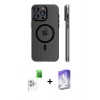 MARSİLYAN™- iPhone 16 Pro Kılıf Pusula Minimal Koleksiyonu - Siyah Bilvis 5in1 3D Magic Cam Ekran Koruyucu + Raze Metal Kamera Lens - BZ