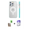 MARSİLYAN™- iPhone 16 Pro Kılıf Pusula Minimal Koleksiyonu - Siyah Bilvis 5in1 3D Magic Cam Ekran Koruyucu + Raze Metal Kamera Lens - CLTM