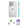 MARSİLYAN™- iPhone 16 Pro Kılıf Pusula Minimal Koleksiyonu - Siyah Bilvis 5in1 3D Magic Cam Ekran Koruyucu + Raze Metal Kamera Lens - BZ