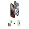 MARSİLYAN™- iPhone 16 Pro Kılıf Siluet Doku - Şeffaf Pasifik Cam Ekran Koruyucu + Raze Metal Kamera Lens - CLTM